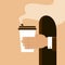 Human hand holding cup of coffee to take away. vector illustration