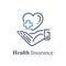 Human hand holding heart and cross, health care concept, medical help, non profit charity fund