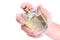 Human hand holding a perfume bottle