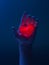 Human Hand Holding Red Luminous Heart. Proposal. Surprise. Giving Love And Affection To Beloved. 3d rendering.