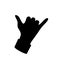 Human Hand icon silhouette isolated in the white background. Flat style. Call me sign. Hand fist with bent little finger