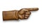 Human hand indicates the direction, handmade, carved out of wood