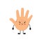 Human hand kawaii character. The palm is like a sense organ. Part of the body. Healthy organ of touch. Vector