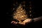 Human hand with magical glowing tree. Generate ai