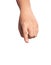 Human hand pointing something on a white background