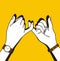 Human Hand  promise on yellow background