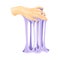 Human Hand with Purple Slime as Viscous Colorful Toy Vector Illustration