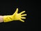 Human hand with rubber glove