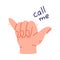 Human Hand Show Call Me Gesture Vector Illustration
