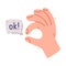 Human Hand Show Ok Gesture as Approval Vector Illustration