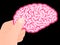 Human hand showing pink brain