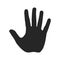 Human hand silhouette. Open palm with five fingers. Stop sign. Warning symbol, hazardous icon
