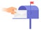 Human hand is taking out an envelope from a postbox.