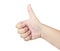 Human hand thumb up sign isolated