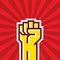 Human hand Up Proletarian Revolution - Vector Illustration Concept in Soviet Union Agitation Style. Fist of revolution creative