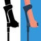 Human hand using crutch. Set black icon and flat icon.