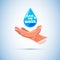 Human hand with water. save the water concept -