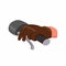 Human hand wear leather glove on motorcycle handlebar press brake, flat illustration vector
