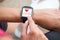 Human Hand Wearing Smart Watch Showing Heartbeat Rate