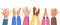 Human hands applauding. Cartoon applause hands, people clap their hands, greeting or ovation gesture flat vector illustration set