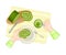 Human Hands Eating Green Sweet Roulade as Matcha Dessert Vector Illustration