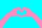 Human hands Heart shaped style abstract pastels. Pink. Blue background.Concept Design Idea Wedding style sweet.