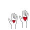 Human hands holding heart, charity concept, help and compassion, love symbol, simple flat vector