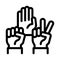 Human hands race gestures icon vector outline illustration