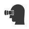 Human head and binocular, vision concept icon