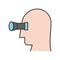 Human head and binocular, vision concept icon, editable stroke o