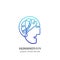 Human head and brain logo sign or emblem design template. Abstract continuous line creative idea vector icon