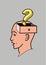 Human head. The brain of a man with an open box. Abstract shape of a human head with a box. Profile man.