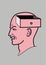 Human head. The brain of a man with an open box. Abstract shape of a human head with a box. Profile man. Emotions anger,