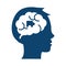 Human head brain puzzle creativity silhouette icon