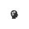 Human head with cogwheel black isolated vector icon.