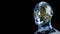 The human head crystal and gold gear inside for symbol idea content 3d rendering