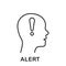 Human Head with Exclamation Mark, Alert Line Icon. Warning Sign in Mind Linear Pictogram. Danger Hazard Message, Person