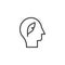 Human head with feather pen outline icon