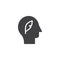 Human head with feather pen vector icon