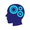 Human head gears tech logo, Cogwheel engineering technological inside brain, Artificial intelligence