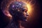Human head with glowing neurons. Esoteric and meditation. Generative AI