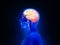 Human head with a luminous brain network, consciousness, artificial intelligence