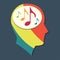 Human head with music note vector illustration