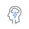Human head profile and cloud lightning, cognitive psychology or psychotherapy concept, mental health