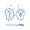 Human head profile, cognitive psychology or psychotherapy concept, mental health