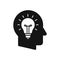 Human head profile with light bulb symbol, creative idea concept simple black icon