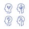 Human head profile and psychology symbol, mental health, help and development