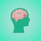 Human Head With Puzzled Brain Over Green Background, Vector Illustration