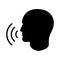 Human head silhouette icon with voice waves