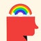 Human head silhouette with rainbown